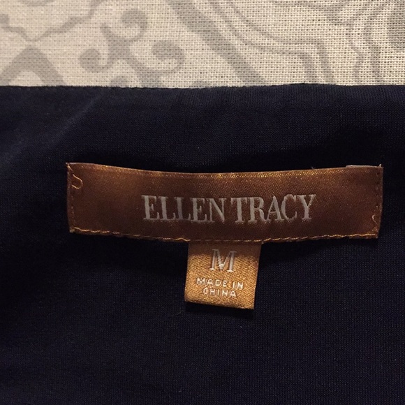 Navy blue top with satin trim - Picture 4 of 5